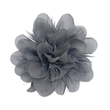 Imagem de Broche de flor de tecido sedoso grande de 14 cm/5,5" para mulheres meninas delicadas peônia camélia broches bico de pato jacaré grampos de cabelo presilhas de cabelo florais acessórios de fantasia de