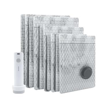 Imagem de Sacos de vácuo de viagem com bomba, bolsa de roupas – Sacos de vácuo que economizam espaço com bomba de carregamento para bagagem, roupa de cama, viagem, faculdade, dormitório, cruzeiro, viagem