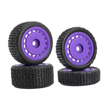 Imagem de MotiveTech Conjunto de 4 aros de roda, peças de reposição para upgrade, instalação fácil e profissional, compatível com o modelo 244016 de carros RC na escala, Roxo