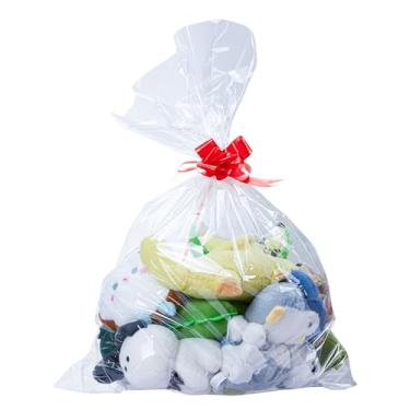 Imagem de Naxlif Sacos de celofane de 76 x 101 cm, 10 peças, embalagem de plástico transparente e grande para cestas de presente, lembrancinhas de festa e embalagens de alimentos, ideia para embrulho de
