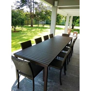 Imagem de Jogo De Mesa Jantar Com 10 Cadeiras Em Fibra E Alumínio - Sarah Móveis