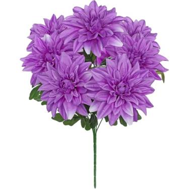 Imagem de Flores artificiais de seda roxa clara de 12,7 cm a granel, 30 peças de cabeças de flores falsas para artesanato, flores falsas grandes para festa de casamento, escritório em casa, decoração de parede