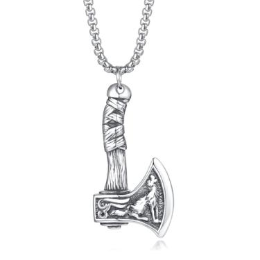 Imagem de Colar nórdico viking com martelo Thor, colar Mjolnir para homens, joia talismã, one size, Metal, Sem Pedra Preciosa