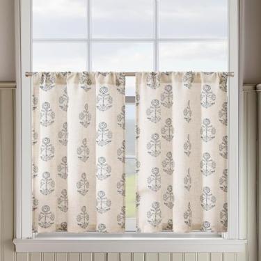 Imagem de Cortinas jinchan de 66x91 cm de lino con estampado floral - 2 paneles