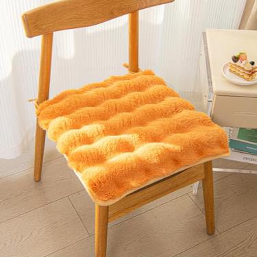 Imagem de Almofada quadrada de pele sintética, almofada de cadeira de lã de coelho sintético, almofadas de pelúcia grossas de inverno para cadeiras de jantar, sofá preguiçoso confortável e chão de escritório