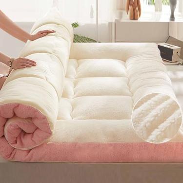 Imagem de Yadlan Capa de futon para colchão japonês tamanho Queen, tapete de tatame enrolado, colchão de chão dobrável, material de veludo de leite, ótimo para dormir, uso no dormitório, adequado para adultos e