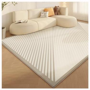 Imagem de SPXMQSS Tapetes laváveis à máquina, antiderrapante e durável, resistente ao desgaste, tapete grande e macio lavável para quarto, sala de jantar, escritório, cinza e bege