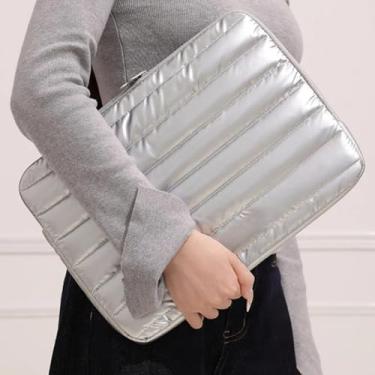 Imagem de Bolsa Para Notebook Premium Metalizada Capa Protetora Acolchoada Macia À Prova De Choque Carteira Porta Documento(Notebook Cinza Alumínio)