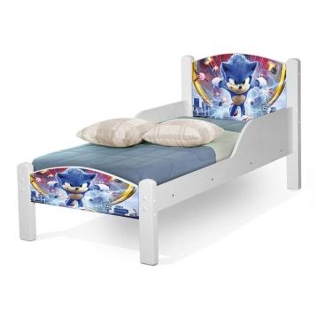 Imagem de Mini Cama Infantil Adesivada Do Sonic Com Colchão 
