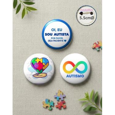 Imagem de Botton GEDUMIX Identificação Autista PCD 1.0 - 3 Peças, 5.5cmØ Alfinet