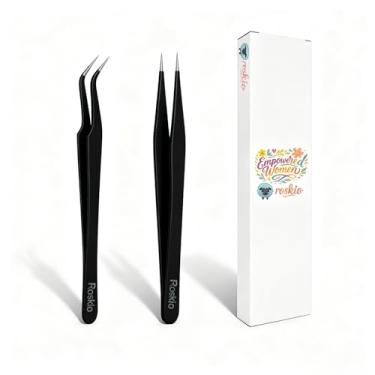 Imagem de Nail Art Tweezers Nail Rhinestone Picker Tool Nail Sticker Tweezers Decal Decor Picker Eyelash Extension Nail Foil Tweezers Picker Placer 2 Pcs Black Nail Decor Tweezers