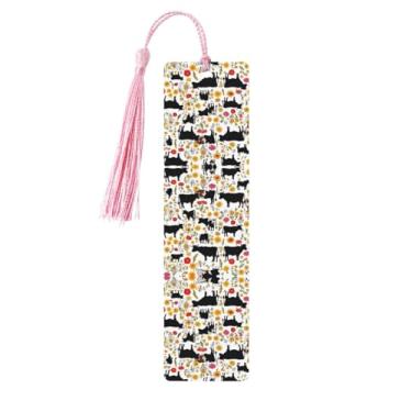 Imagem de Cattle Farm Sanctuary – Conjunto de 5 peças de madeira com borlas, madeira natural para livros e diários, presente para amantes de livros.