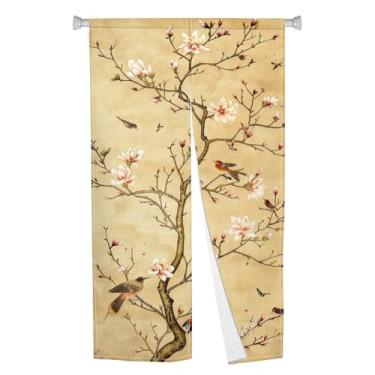 Imagem de Leowefowa Cortina de porta longa japonesa Noren tratamento de janela cortina de porta com impressão tradicional chinesa painel de tapeçaria para divisória de privacidade de quarto decoração de cozinha