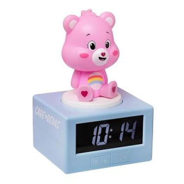 Imagem de Paladone Care Bears Despertador digital urso de torcida rosa com luz noturna e música, decoração de quarto oficialmente licenciada para meninas e mulheres, produto de cultura pop operado por bateria