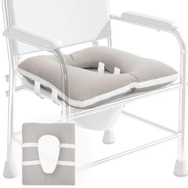 Imagem de RoamReady Almofada de cabeceira de cabeceira, almofada de assento de vaso sanitário para idosos, assento de vaso sanitário acolchoado macio lavável com capa de tecido removível para alívio de pressão