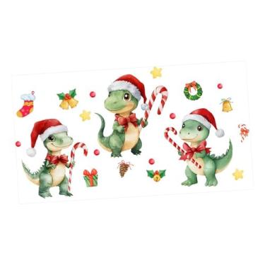 Imagem de CarpNettore Adesivos de Natal para Janelas, Decorações Natalinas em Vidro, Adesivos de Animais para Vitrines, Dinossauro