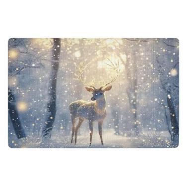 Imagem de STAYTOP Tapete de porta de veado de Natal para entrada externa 81 x 50 cm, tapete de boas-vindas ao ar livre/interno, tapetes de banho fofos, capacho frontal antiderrapante para entrada, pátio, áreas