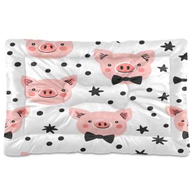 Imagem de Wassud Cama de cachorro com rostos de porco fofos, camas grandes para cães ao ar livre, tapete lavável para animais de estimação, cama de gato para dormir, viagens 91 x 61 cm