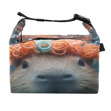 Imagem de STAYTOP Lancheira bonita Capybara Landlady com fivela de alça, lancheira isolada para meninos e meninas, lancheira térmica para trabalho escolar