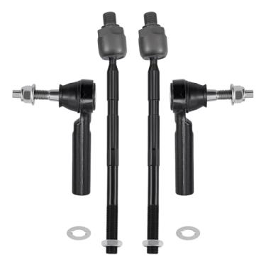 Imagem de BDFHYK Kit de terminais de haste de direção 4 peças compatíveis com Chevy Traverse 2009-2017, 2 varões de direção internos EV800572 + 2 tirantes externos ES800286