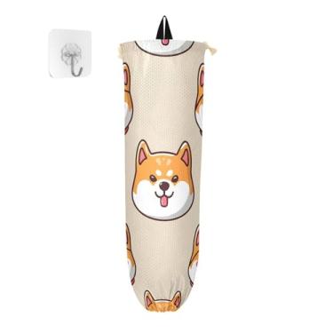 Imagem de xigua Cute Dogs Suporte de parede para saco de plástico com cordão, pacote com 2, organizador de sacolas de supermercado reutilizável para bolsas, meias, roupas íntimas e gravatas