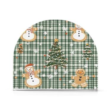 Imagem de Porta-guardanapos de biscoitos de Natal xadrez verde para mesas - Porta-guardanapos para cozinha, porta-guardanapos de mesa, porta-guardanapos de coquetel, porta-guardanapos de papel410