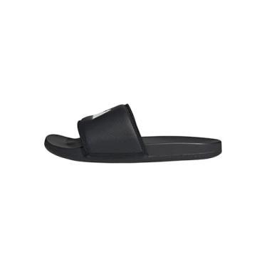 Imagem de adidas Sandália Adilette confortável unissex para adultos, Preto/Preto/Branco, 16 Women/15 Men