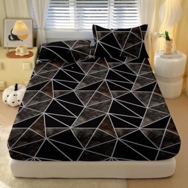 Imagem de Jogo De Lençol 3 Peças Com Elástico Casal Estampado Nao Desbota e Toque Macio Micropercal 400 Fios(Marmorizado Estonado)