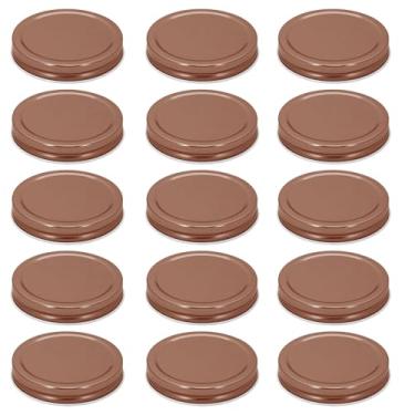 Imagem de 15 peças de tampas de pote de vidro em ouro rosa, 15 peças, tampas de placa de boca larga de 86 mm/3,38" à prova de vazamento para potes de conserva Material de folha de flandres premium Excelente
