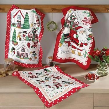 Imagem de Kit 3 Panos De Prato Copa Atoalhado Prata 118 Natal Dohler