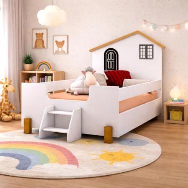 Imagem de Cama Solteiro Casinha Belíssima com Escadinha – Design Lúdico e Seguro