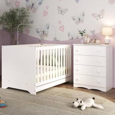 Imagem de Berço Americano 3 em 1 com Cômoda 4 Gavetas Realeza Multimóveis Mp4689 Branco