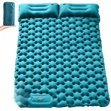 Imagem de Colchao Inflavel，Colchonete Casal，Fabricado em Nylon 40d，ImpermeáVel, Resistente a PerfuraçõEs，Adequado para Turismo, Acampamentos e Hospedagem de Convidados em Casa(azul)