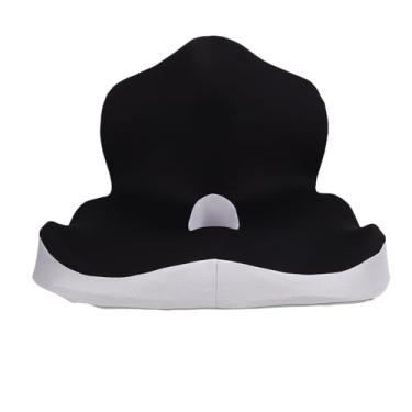 Imagem de KUIDAMOS Almofada de Assento Almofada Lombar Suporte Confortável para Costas para Cadeira de Escritório e Carro Ideal para Viagens Em Casa e Negócios Poliéster 16,1 X 15 X 11,8 pol. (Preta)