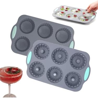 Imagem de Molde de gelo de guirlanda, formas de silicone para fazer cubos de gelo em forma de Natal, molde DIY de silicone de 6 furos, adequado para cubos de gelo, bolos. (2 conjuntos-B)