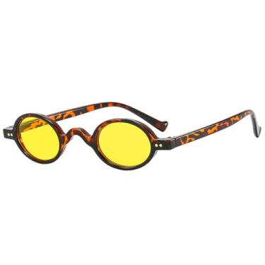 Imagem de Óculos de Sol Femininos com Rebites Ovais, Armação Pequena, Proteção UV400, para Esportes ao Ar Livre, Corrida e Ciclismo, Estampa de Leopardo Amarela