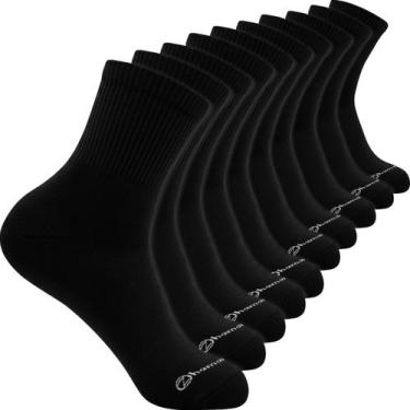 Imagem de Kit 10 Pares Meias Zhamaro Cano Médio Algodão Atoalhada Masculina Femi