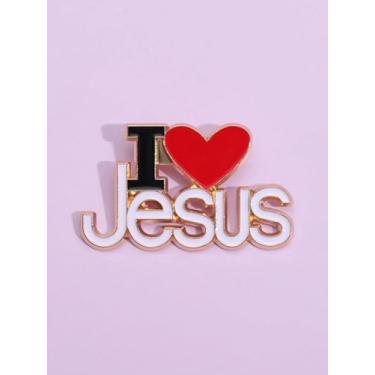 Imagem de Broche I Love Jesus Enam para mulheres, coração, joias cristãs, presente de metal para mochila, roupas, joias, moda moderna, Medium, Latão, Sem Pedra Preciosa