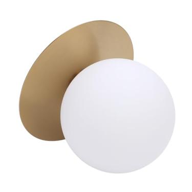Imagem de Cryfokt Arandela Globo Moderna Elegante Luz de Parede para Quarto Sala de Estar Corredor Lâmpada G9 Compatível Com Ouro Escovado Ferro Branco Leitoso Abajur de Vidro para Decoração de Casa