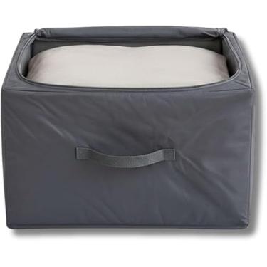Imagem de Caixa Organizadora com Zíper Dobrável Cinza 38x38x20cm em TNT Resistente Anti Poeira e Umidade para Roupas Calçados e Closet