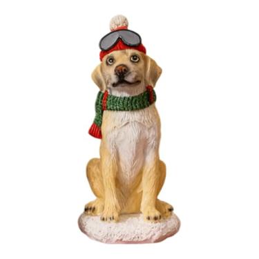 Imagem de Baoblaze Estatueta de Cachorro Natalino para Decoração de Mesa, Acessórios para Vila Natalina, Estátua de Resina Fofa e Realista para o Ano, Ornamento de, Preto