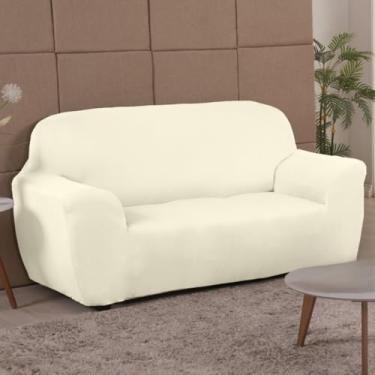 Imagem de Capas para sofás com ajuste suave em tecido de malha gel Adequadas para sofás e poltronas de 1/2/3/4 lugares Altamente protetoras e fáceis de instalar (Off-White,2 Lugares)