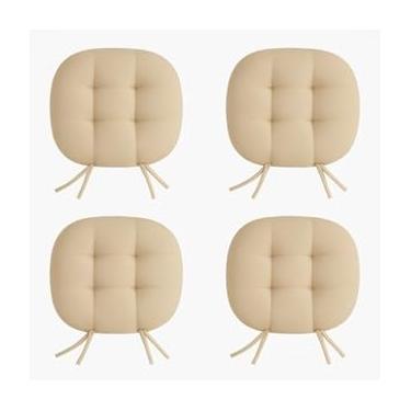 Imagem de Kit de Assentos De Cadeira Futon 40x40 - Liso Redondo Oxford Macio e Confortável com Amarração (Bege,2)