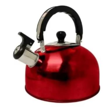Imagem de Chaleira Inox com Apito Ferve Rápido Fogão Gás Indução Elétrico 3 Cores，Perfeita para o Dia a Dia Brasileiro e Encontros com Amigos, Não Perde Tempo na Preparação(VERMELHA)