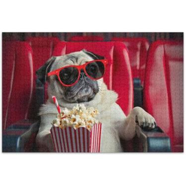 Imagem de Quebra-cabeças engraçados para cães Pug 500 peças para adultos, amigos, família, jogos, presentes, paisagem, arte animal, decoração