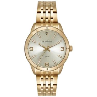 Imagem de Mondaine Relógio Feminino Dourado Caixa Serrilhada Estojo Mini Bolsa