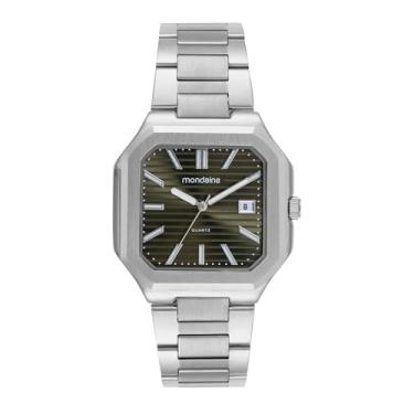 Imagem de Mondaine Relógio Masculino Quadrado Calendário Prata Slim