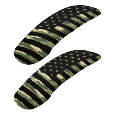 Imagem de BYOXPUVI 2 capas de braço para cadeira de escritório com estampa camuflada da bandeira americana, capas elásticas para apoio de braço para cadeira, capa removível e extensível para cadeiras de