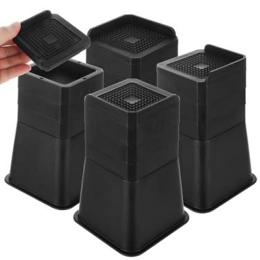 Imagem de YAYODS 20 peças de elevação de cama resistentes de 7 a 18 cm ajustáveis, elevadores de móveis em forma de L para sofá, mesa, pernas de armário, preto