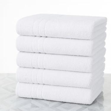 Imagem de Kit 5 Toalhas De Banho Brancas Hotel Felpuda Gramatura 400